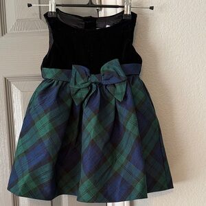 Gymboree Black Velvet and Blue Plaid Baby Christmas Dress
